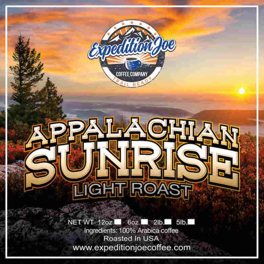 Appalachian Sunrise light roast coffee from Expedition Joe Coffee