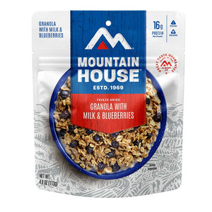 Mountain House Granola with Milk and Blueberries