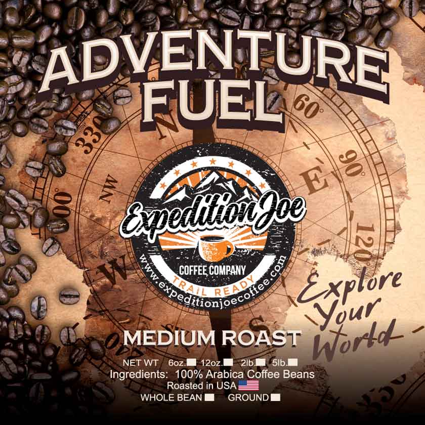 Adventure Fuel is a medium roast coffee from Expedition Joe Coffee