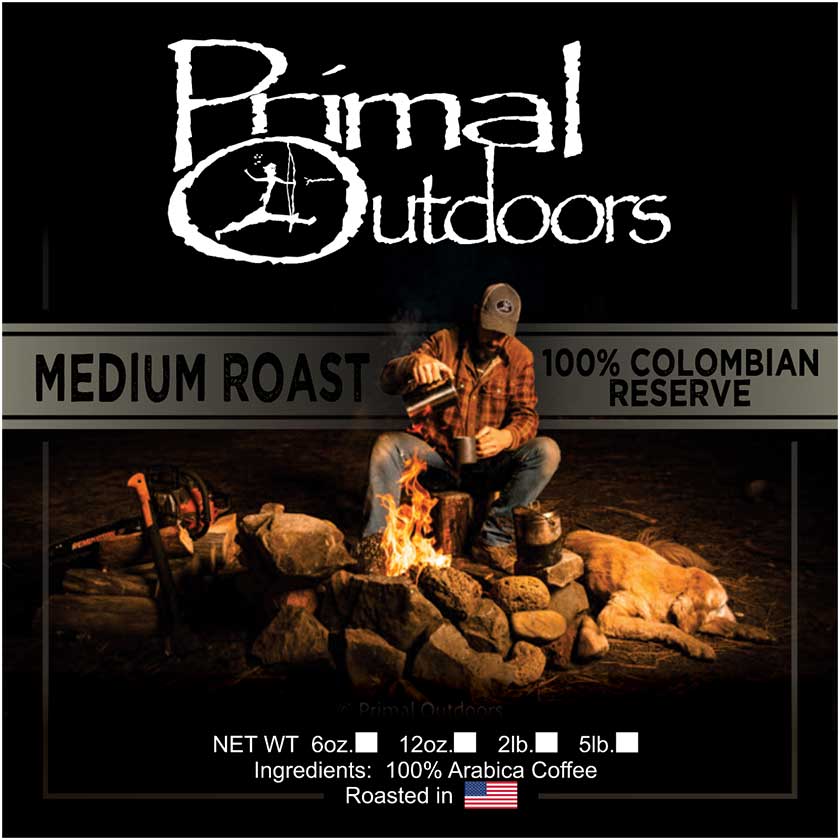 Primal Outdoors | Medium Roast is a 100% Select Grade coffee providing a balanced, full-bodied flavor with an incredibly smooth finish.